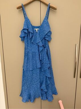 Derek Lam Blue Ruffle Wrap Midi Dress